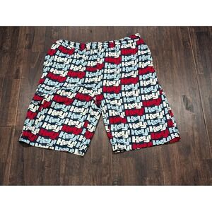 Platinum FUBU Swim Shorts Boys Kids XL Blue Hey!‎ Allover Print Mesh Lined Youth